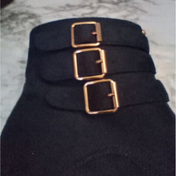 IDIFU Navy Blue Ankle Boots With Buckles Zip Closure Skinny Heel Size 10 - Picture 7 of 13